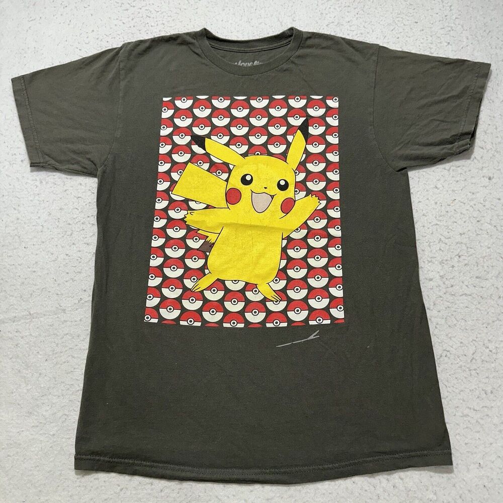 Pokemon Men's Medium Pikachu Short Sleeve WeLoveFine Pokeball Graphic T Shirt